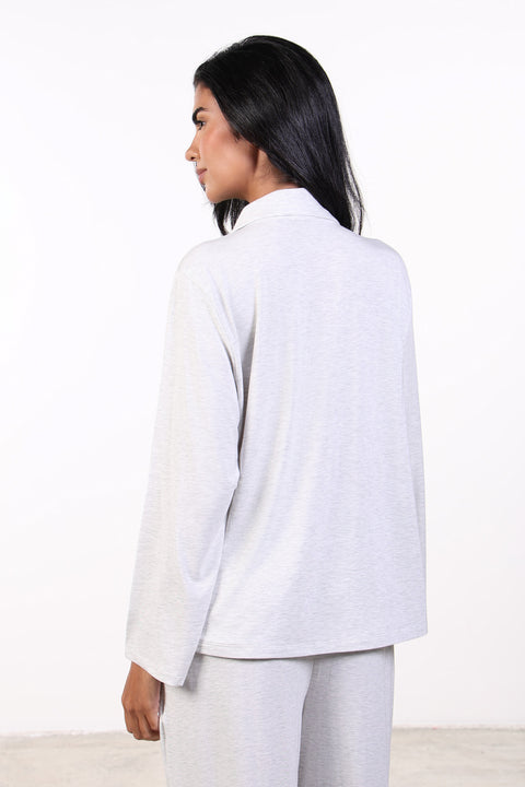 PYJAMA TOP FULL SLEEVES — WOMENS CLOUD GREY