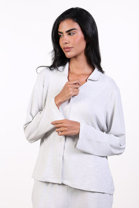 PYJAMA TOP FULL SLEEVES — WOMENS CLOUD GREY