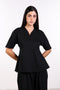 THE TRAVEL WEAR PEPLUM SHIRT — WOMENS BLACK