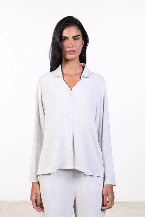 PYJAMA TOP FULL SLEEVES — WOMENS CLOUD GREY