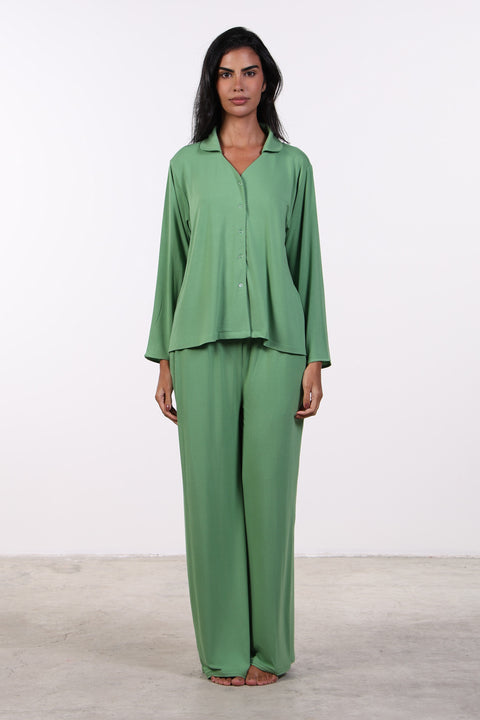 PYJAMA FULL SLEEVES SET — WOMENS GREEN