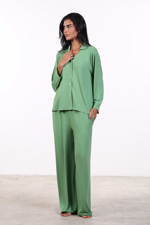 PYJAMA TOP FULL SLEEVES — WOMENS GREEN
