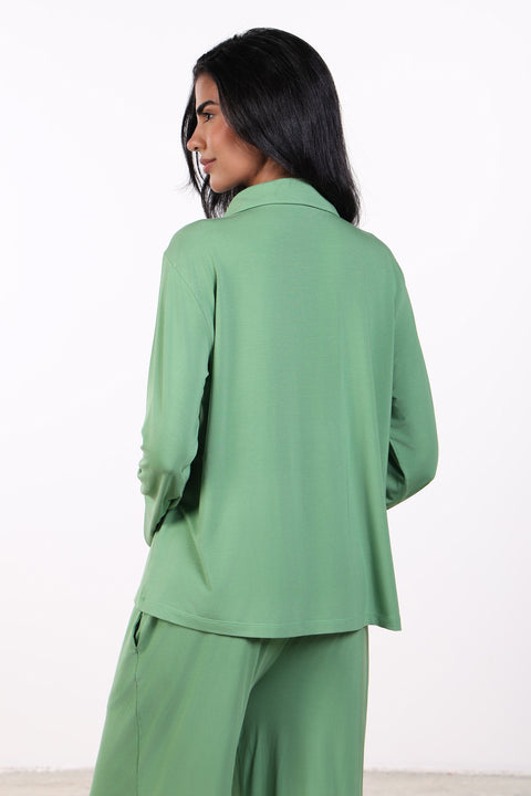 PYJAMA TOP FULL SLEEVES — WOMENS GREEN