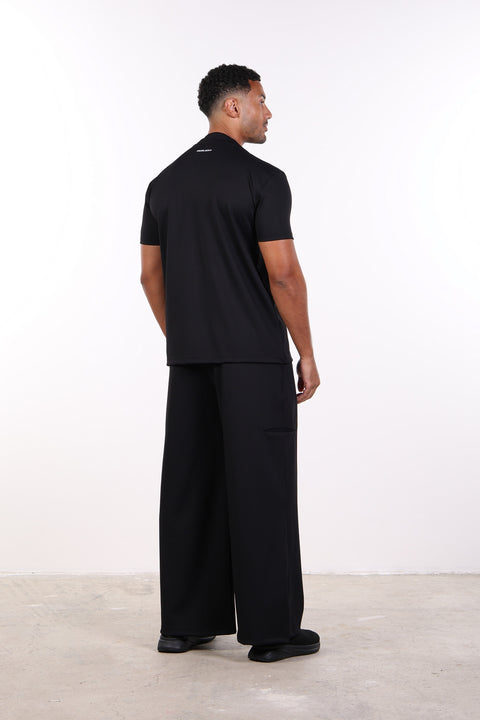THE DOUBLE-PLEAT SCRUB PANTS  — MENS BLACK