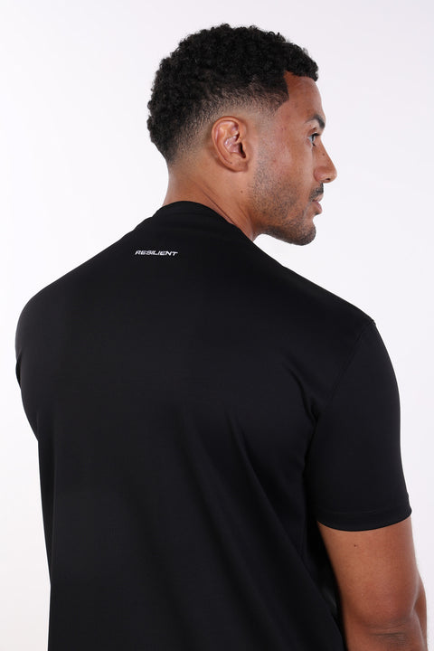 PALMA HIGH-NECK SCRUB SHIRT  — MENS BLACK