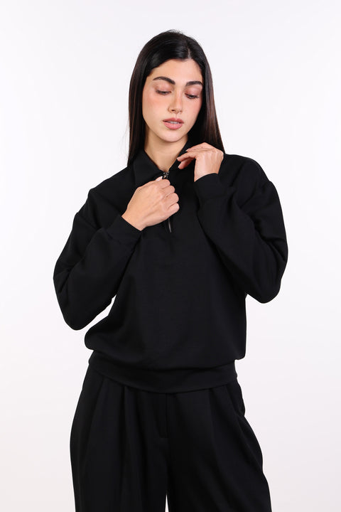 THE TRAVEL WEAR SWEATER — WOMENS BLACK