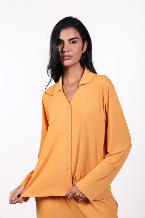PYJAMA TOP FULL SLEEVES — WOMENS ORANGE