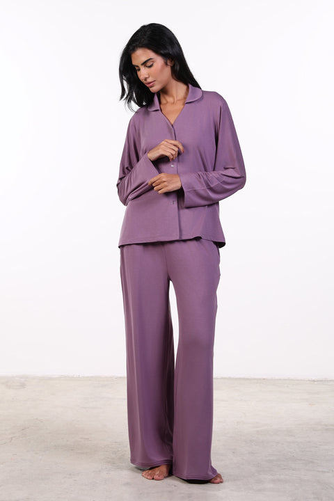 PYJAMA FULL SLEEVES SET — WOMENS PURPLE
