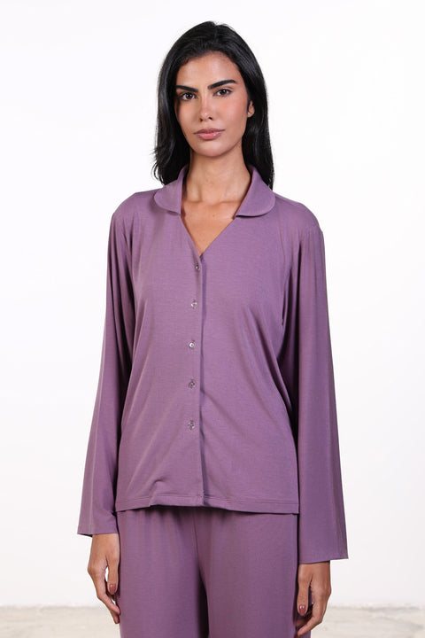 PYJAMA TOP FULL SLEEVES — WOMENS PURPLE
