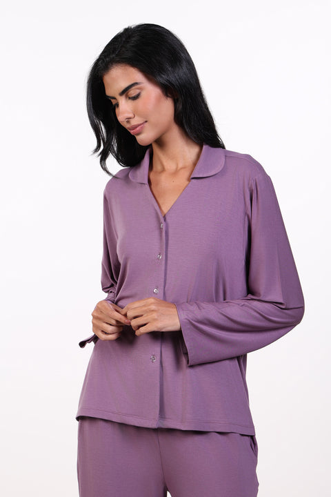 PYJAMA TOP FULL SLEEVES — WOMENS PURPLE