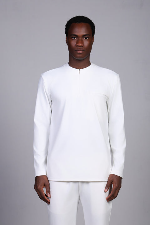 FLEX SHIRT FULL SLEEVES ROUND NECK SET — MENS WHITE