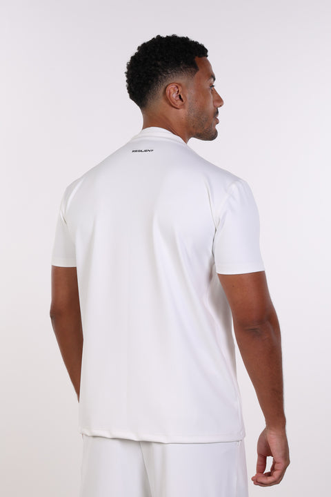PALMA HIGH-NECK SCRUB SHIRT  — MENS WHITE