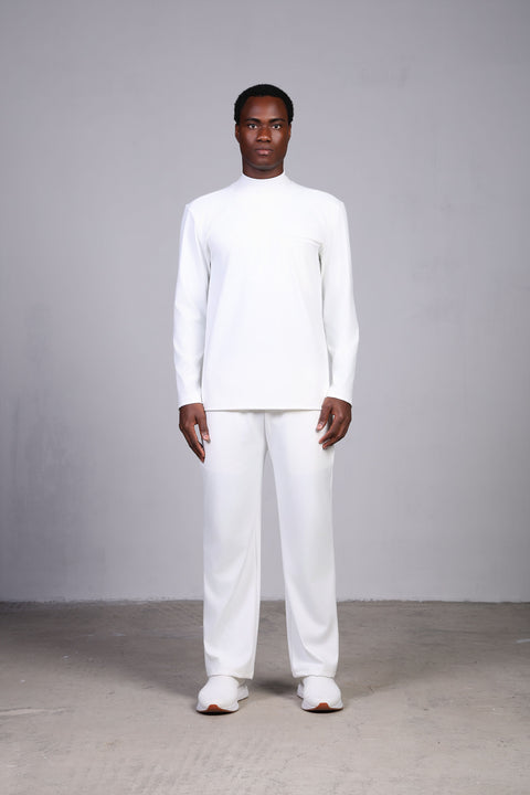 FLEX SHIRT FULL SLEEVES HIGH NECK — MENS WHITE