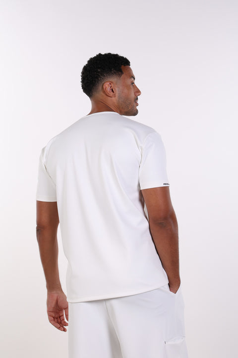THE NOTCH-NECK SCRUB TOP  — MENS WHITE