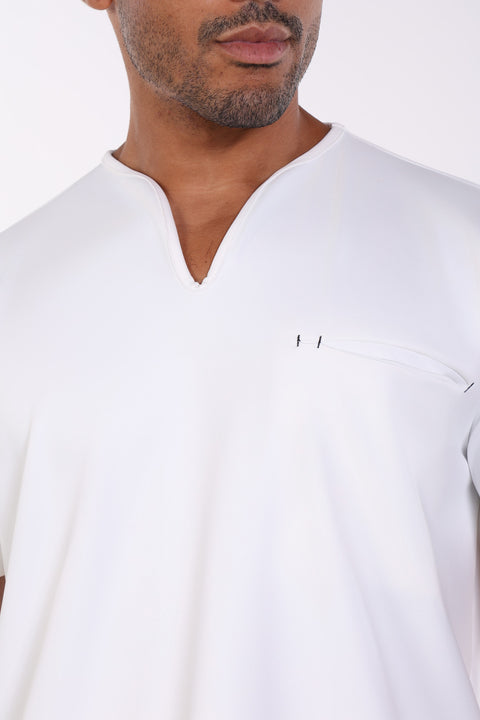 THE NOTCH-NECK SCRUB TOP  — MENS WHITE