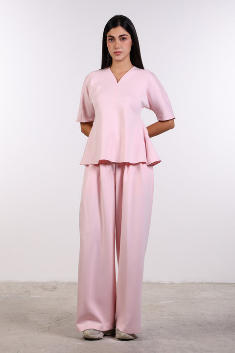 THE TRAVEL WEAR PEPLUM SHIRT — WOMENS PINK