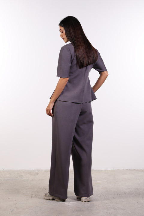 THE TRAVEL WEAR PEPLUM SHIRT — WOMENS GREY