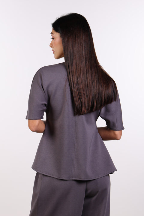 THE TRAVEL WEAR PEPLUM SHIRT — WOMENS GREY