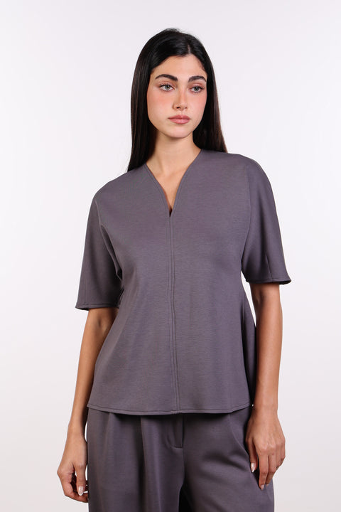 THE TRAVEL WEAR PEPLUM SHIRT — WOMENS GREY