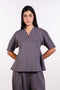THE TRAVEL WEAR PEPLUM SHIRT — WOMENS GREY