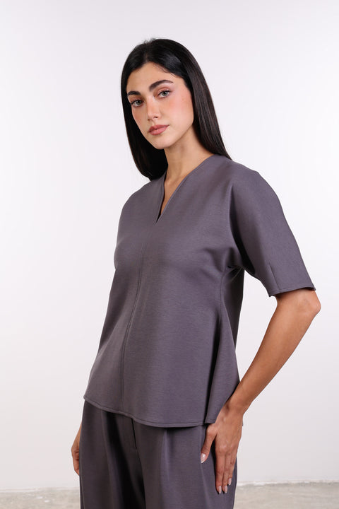 THE TRAVEL WEAR PEPLUM SHIRT — WOMENS GREY