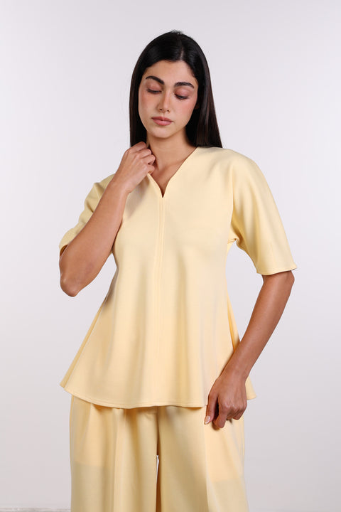 THE TRAVEL WEAR PEPLUM SHIRT — WOMENS YELLOW