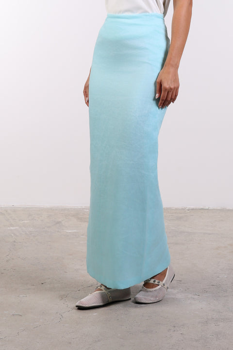 PENCIL LINEN SKIRT — WOMENS TEAL