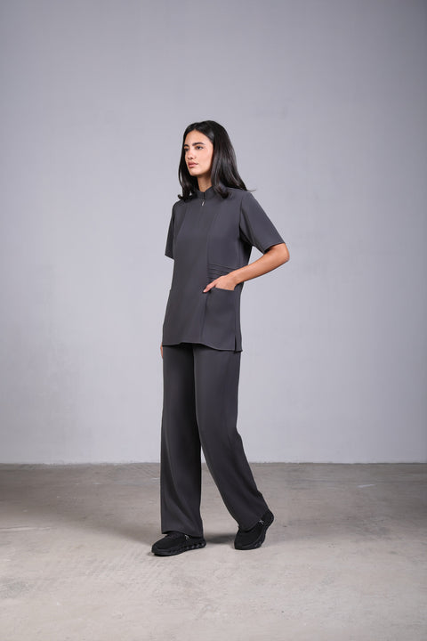 SHARK SHIRT HALF SLEEVES SET — WOMENS GREY