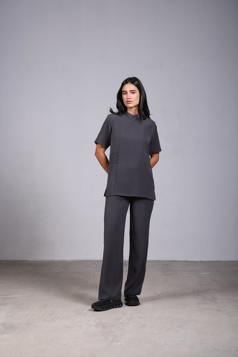 SHARK SHIRT HALF SLEEVES SET — WOMENS GREY
