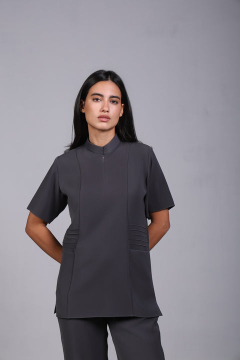 SHARK SHIRT HALF SLEEVES SET — WOMENS GREY