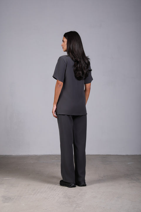 SHARK SHIRT HALF SLEEVES SET — WOMENS GREY