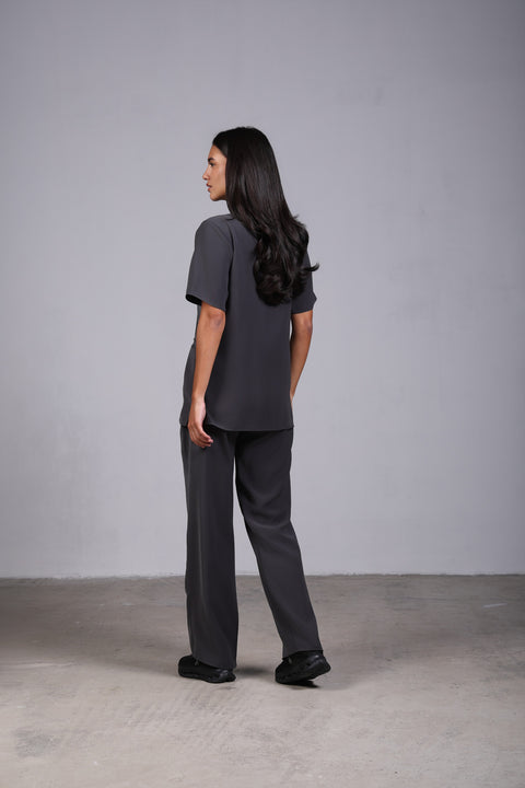 SHARK SHIRT HALF SLEEVES SET — WOMENS GREY