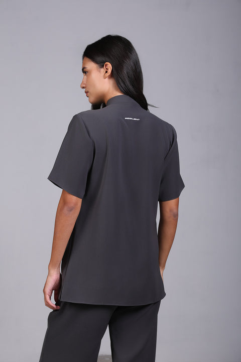 SHARK SHIRT HALF SLEEVES SET — WOMENS GREY