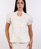 TIE-NECK LINEN SHIRT — WOMENS OFF WHITE
