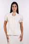 TIE-NECK LINEN SHIRT — WOMENS OFF WHITE