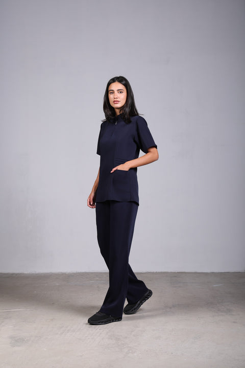 SHARK SHIRT HALF SLEEVES — WOMENS NAVY