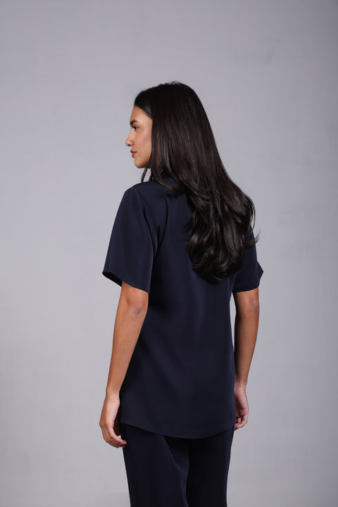 SHARK SHIRT HALF SLEEVES — WOMENS NAVY