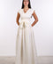 LINEN BOW MAXI DRESS — WOMENS OFF WHITE