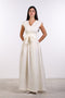 LINEN BOW MAXI DRESS — WOMENS OFF WHITE