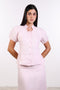 TIE-NECK LINEN SHIRT — WOMENS PINK