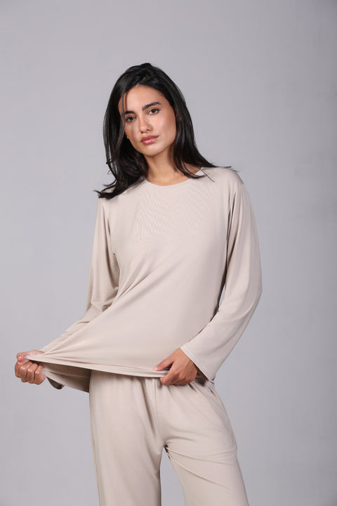 ON CALL TOP FULL SLEEVES — WOMENS TAUPE