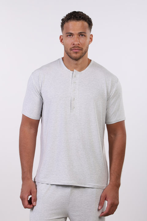PYJAMA TOP HALF SLEEVES — MENS CLOUD GREY