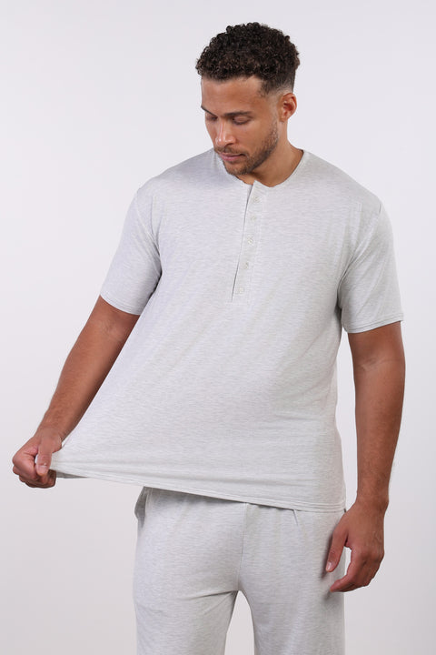 PYJAMA HALF SLEEVES WITH PANTS SET — MENS CLOUD GREY