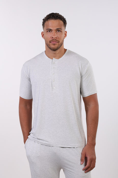 PYJAMA TOP HALF SLEEVES — MENS CLOUD GREY