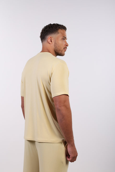 PYJAMA TOP HALF SLEEVES — MENS YELLOW