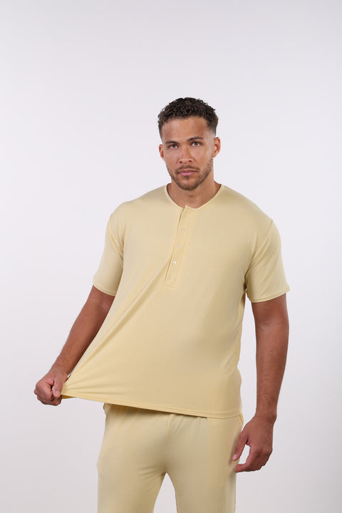 PYJAMA HALF SLEEVES WITH PANTS SET — MENS YELLOW