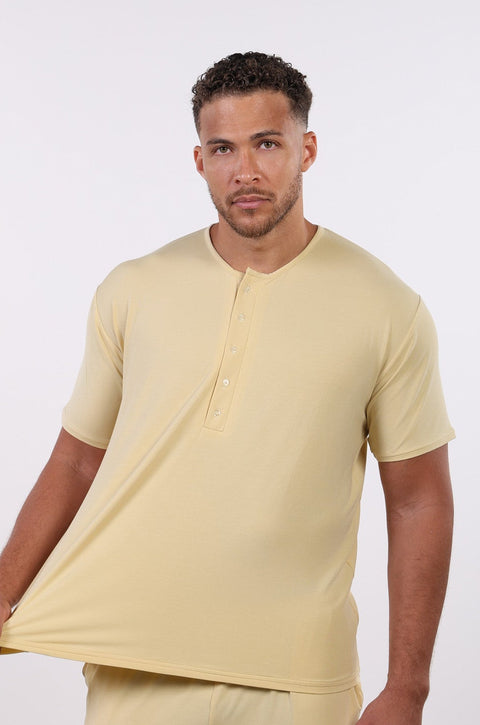 PYJAMA TOP HALF SLEEVES — MENS YELLOW