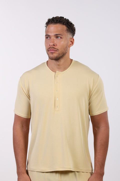 PYJAMA TOP HALF SLEEVES — MENS YELLOW