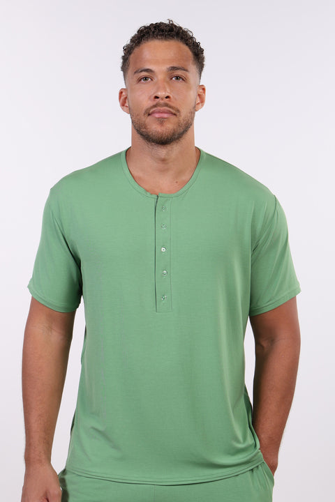 PYJAMA HALF SLEEVES WITH PANTS SET — MENS GREEN