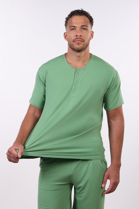 PYJAMA HALF SLEEVES WITH SHORTS SET — MENS GREEN